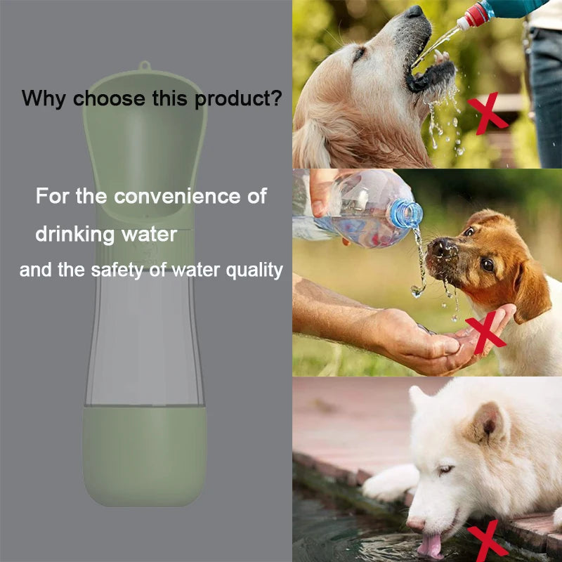 Showlu Smart General pet portable water bottle with a built-in water dispenser and clip for easy carrying.