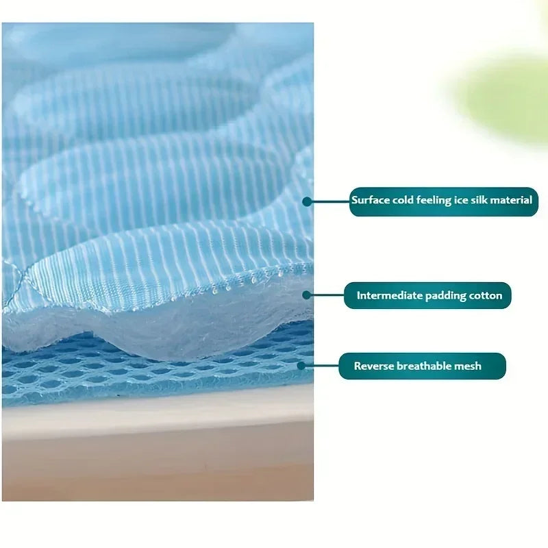 Breathable summer pet ice silk cooling mat for dogs and cats, washable, durable pet bed for home or outdoor use