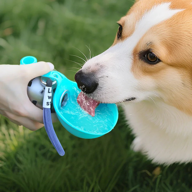 Showlu 280ml stainless steel pet water bottle with portable silicone bowl for easy hydration on the go.