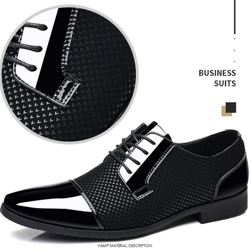 Men's UXST Oxford Business Shoes in luxury PU leather with square toe, stylish dress flats for formal or office wear.