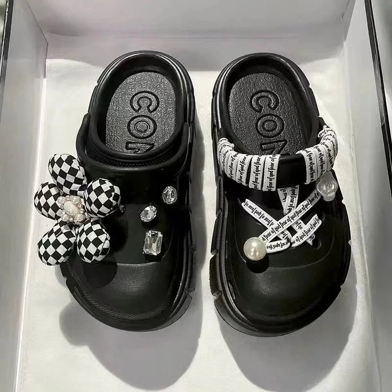 SHOWLU Women's platform garden clogs in lightweight EVA material, summer beach slides with open toe design and slip-on style.