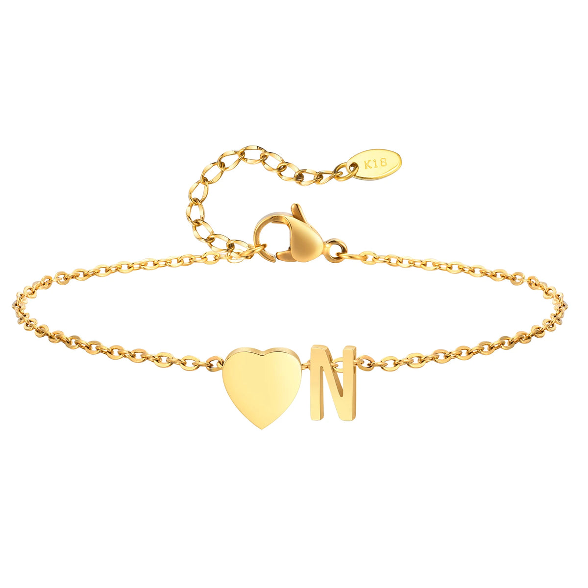 Women’s stainless steel heart initial anklet bracelet with adjustable chain, personalized name foot jewelry, hypoallergenic beach accessory