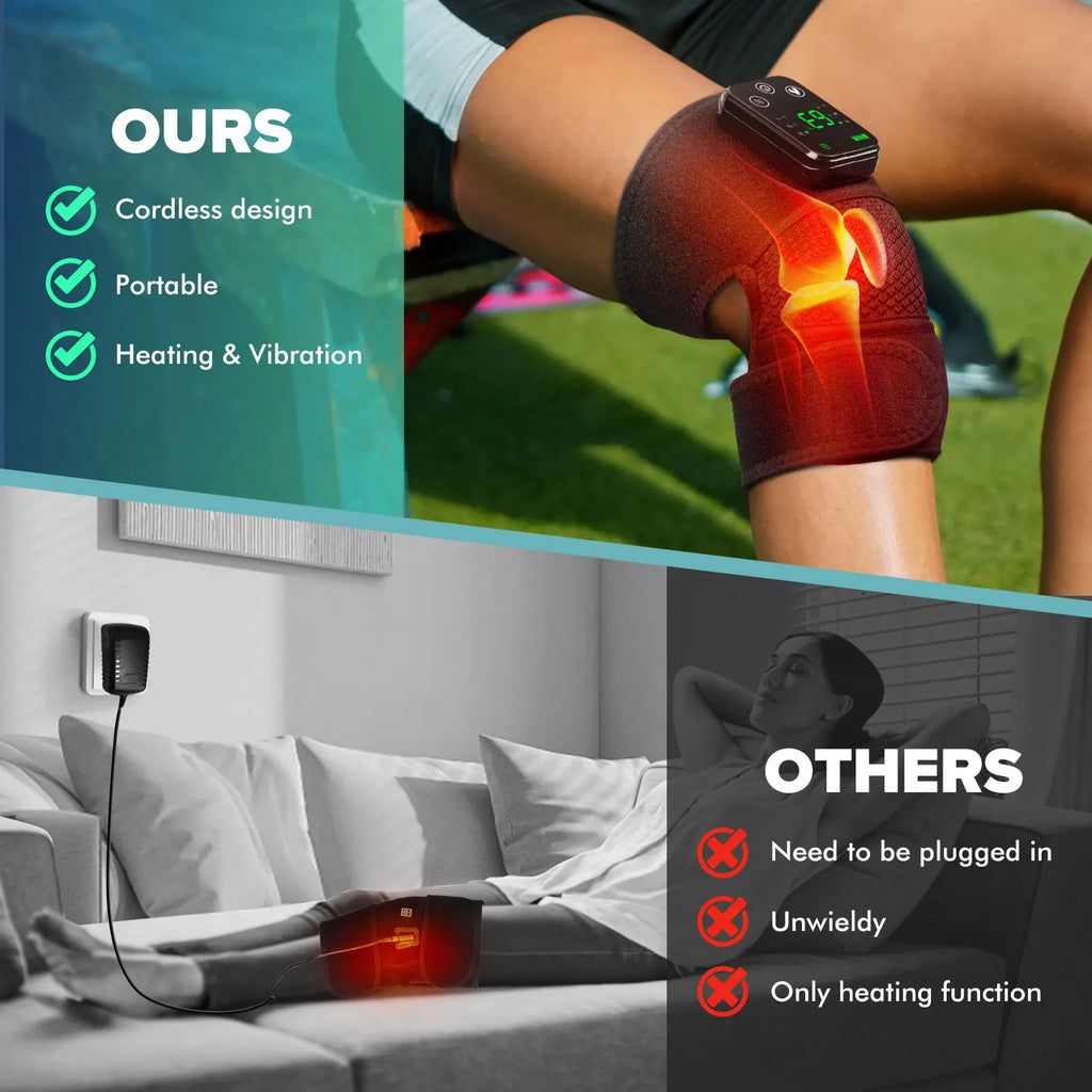 Showlu Electric Heating Knee Massager with vibration therapy for joint relief, designed for soothing knee pain and improved comfort.