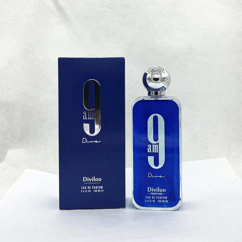 Unisex LAIKOU 9pm 9am EDP perfume bottle with 100ml fragrance, sleek design, long-lasting scent for men and women.