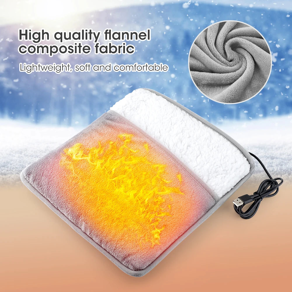 Showlu Smart USB Heated Plush Foot Warmer Pad with soft, plush fabric and heating elements for cozy comfort and warmth.