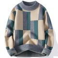 Japanese style men's turtleneck sweater featuring thick, warm, striped design for fall and winter, suitable for Christmas fashion.