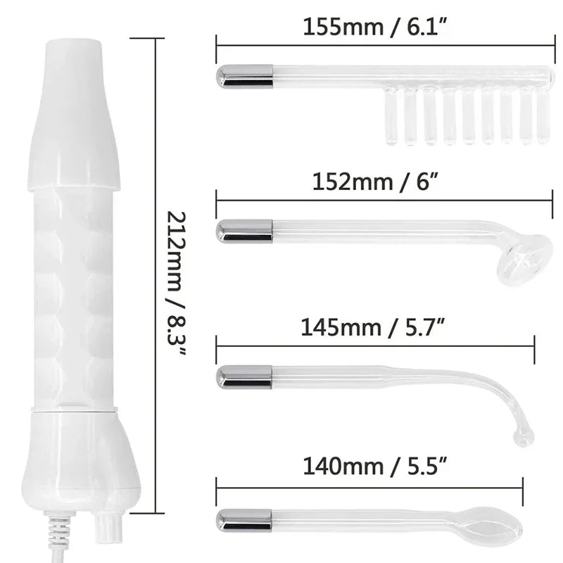Handheld SHOWLU FASHION STORE HWEcare High Frequency Facial Machine for acne treatment, showing the device with control buttons.