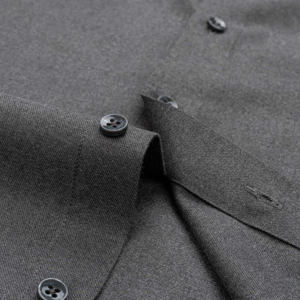 Men's wool blend long sleeve dress shirt by Showlu Fashion, solid color, soft, comfortable fit for smart casual or office wear
