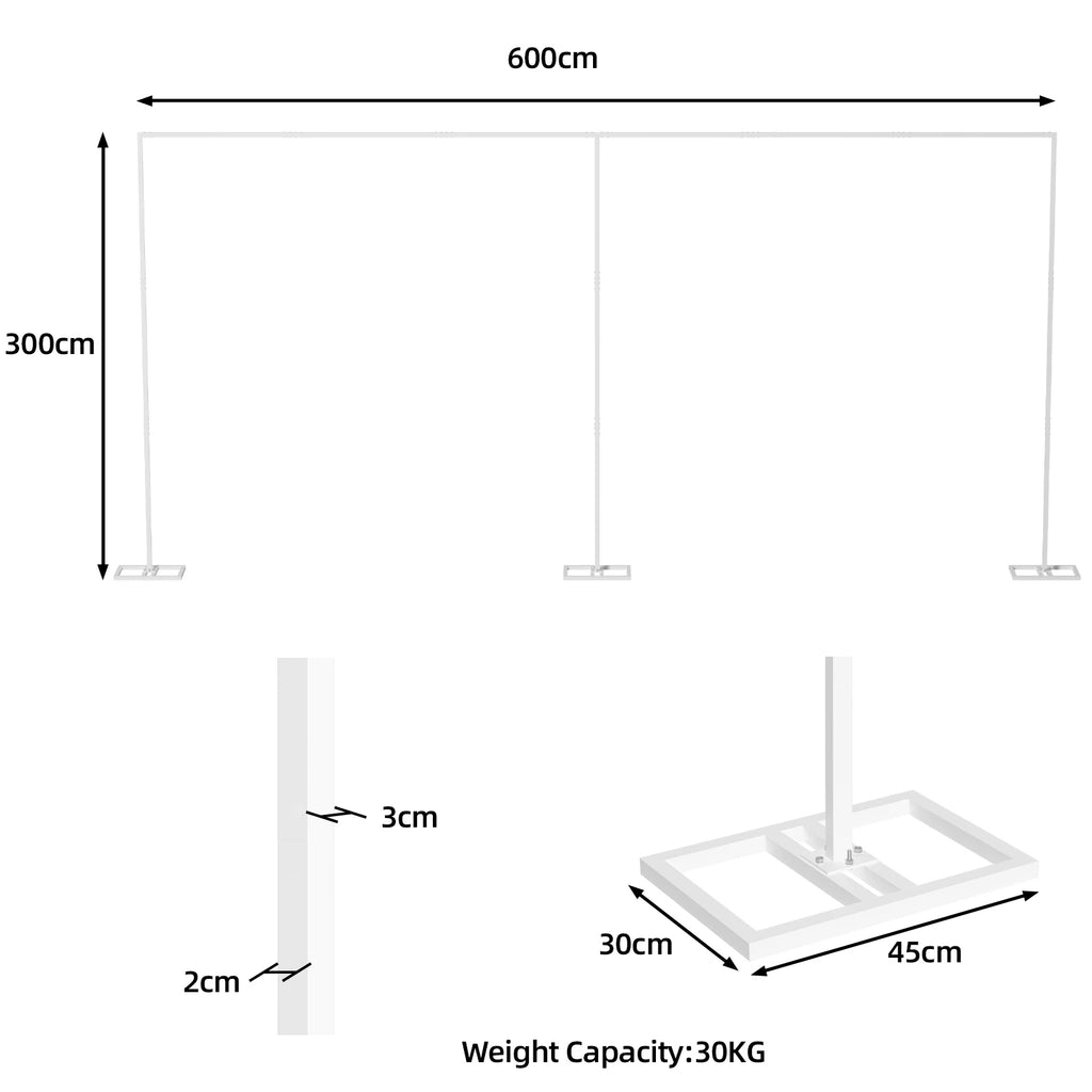 6Mx3M Heavy-duty Adjustable Wedding Backdrop Stand,  Drape Pipe Support Adjustable Kit