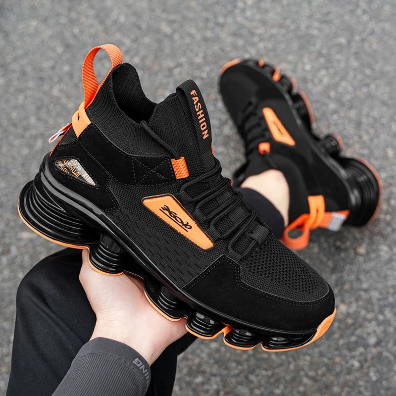 Men's breathable running shoes by Showlu Fashion Store with air mesh upper and cushioned sole for comfortable sports walking.