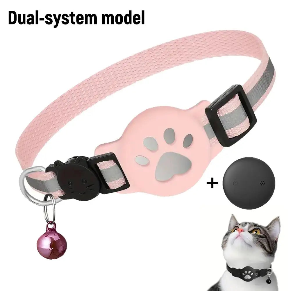 Waterproof Showlu GPS cat collar with reflective strip and anti-lost tracker, designed for secure and visible pet safety.