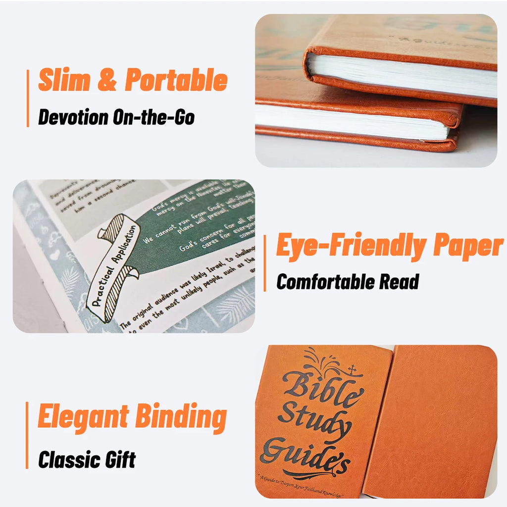 Showlu PU leather Bible study notebook with 66 pages, featuring daily prayer journal pages and a sleek, durable design.