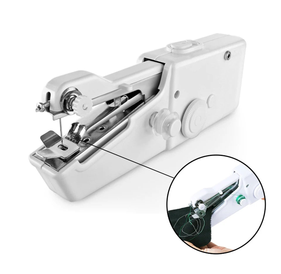 Showlu Smart General mini handheld sewing machine with compact design and control dial, ideal for quick sewing repairs.