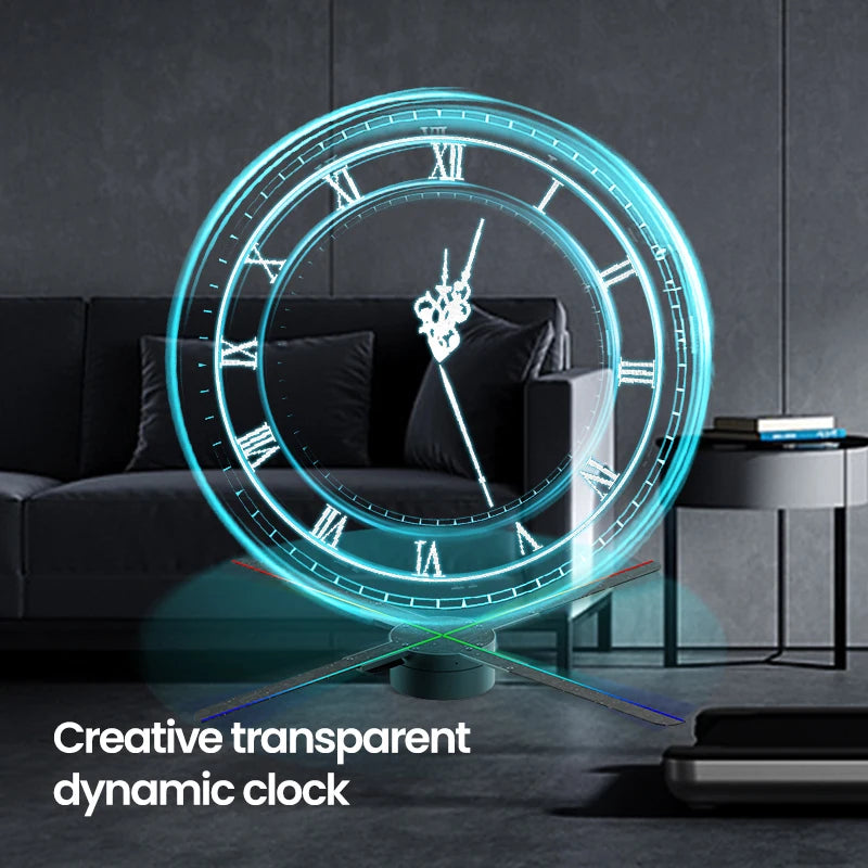 Showlu Smart General LED wall clock projector displaying time projection on a wall in a modern living room.