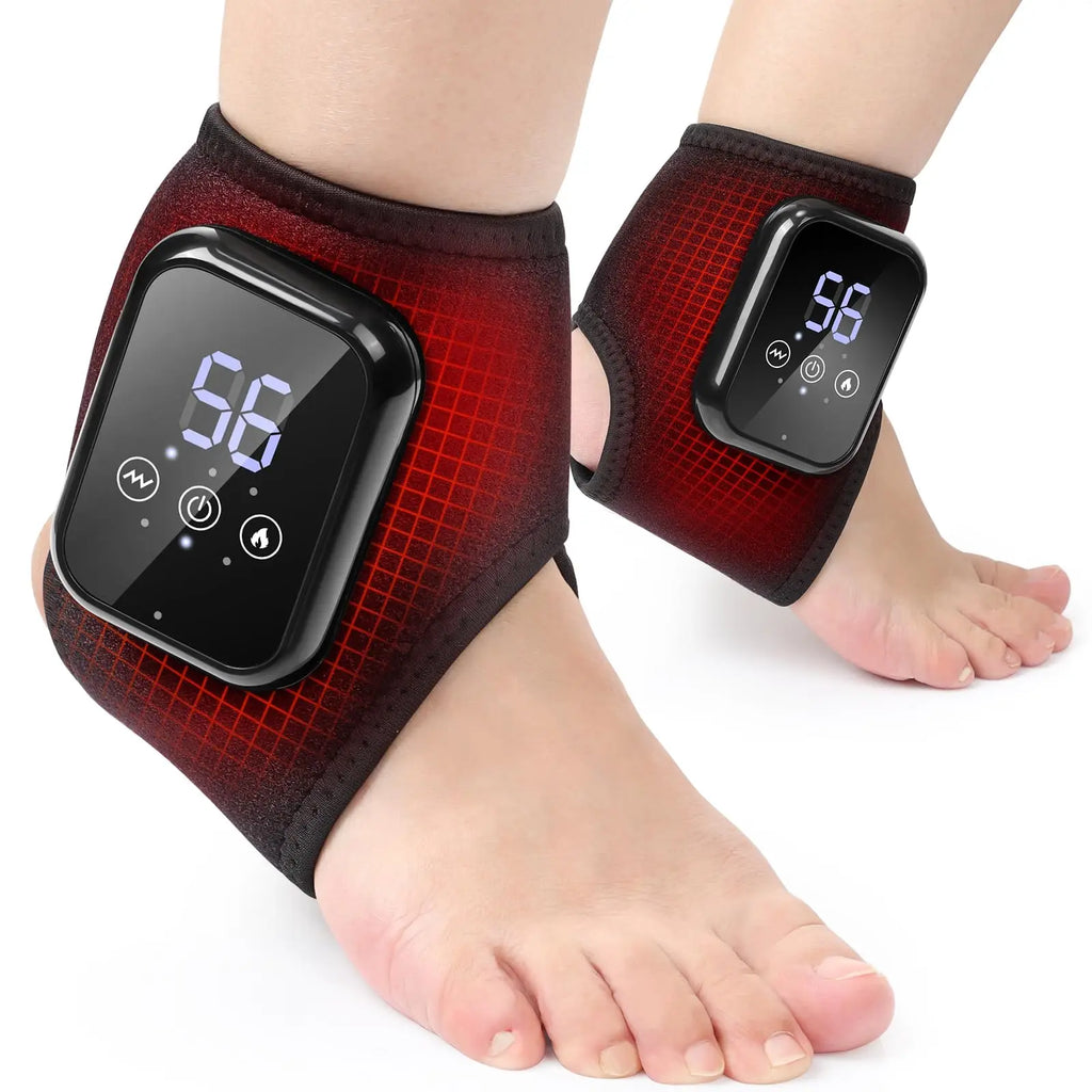 Electric foot massager with adjustable hot compress and vibration, featuring ankle brace and foot protection from Showlu Fashion Store