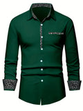 Showlu men's silk and bamboo fiber printed long sleeve casual shirt, featuring a stylish pattern and comfortable fit.
