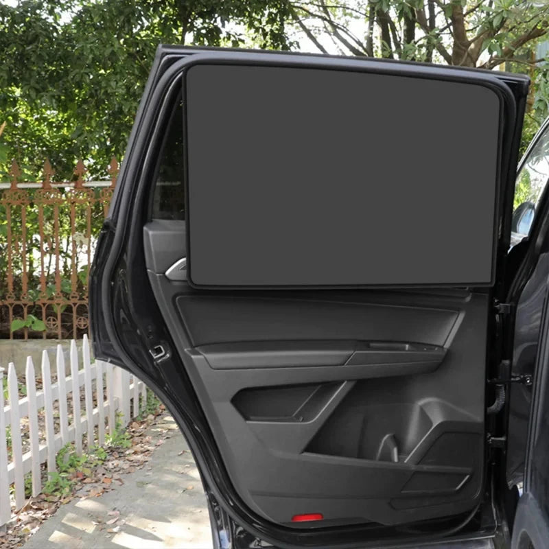 Showlu Smart General magnetic car sunshade installed on vehicle window, providing UV protection and heat reduction.