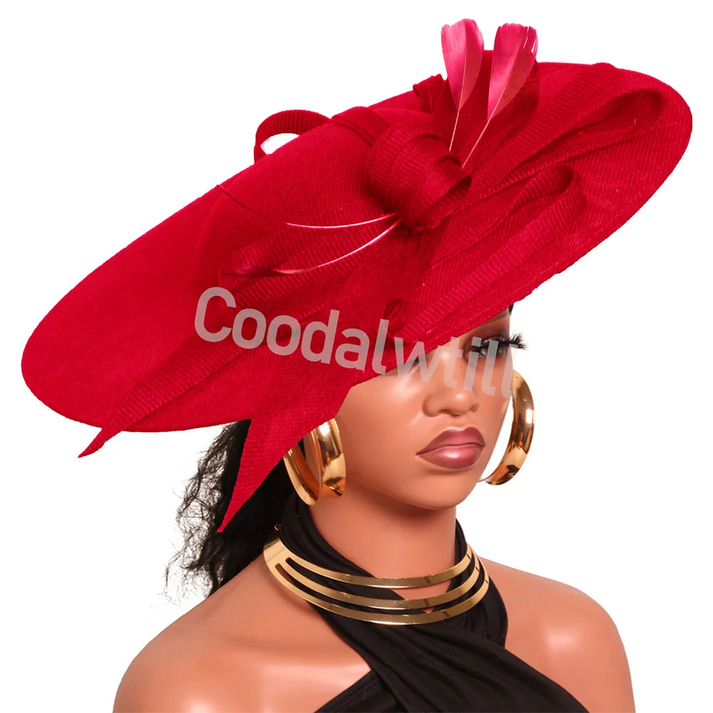 Pink Derby fascinator hat headband with large floral decoration, elegant wedding and race millinery for women.
