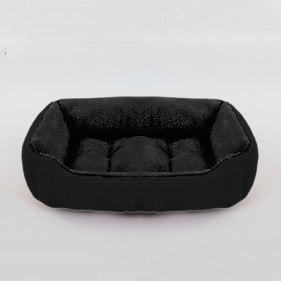 Square plush calming dog bed by Showlu Fashion with waterproof Oxford fabric, designed as a cozy pet sofa for dogs.