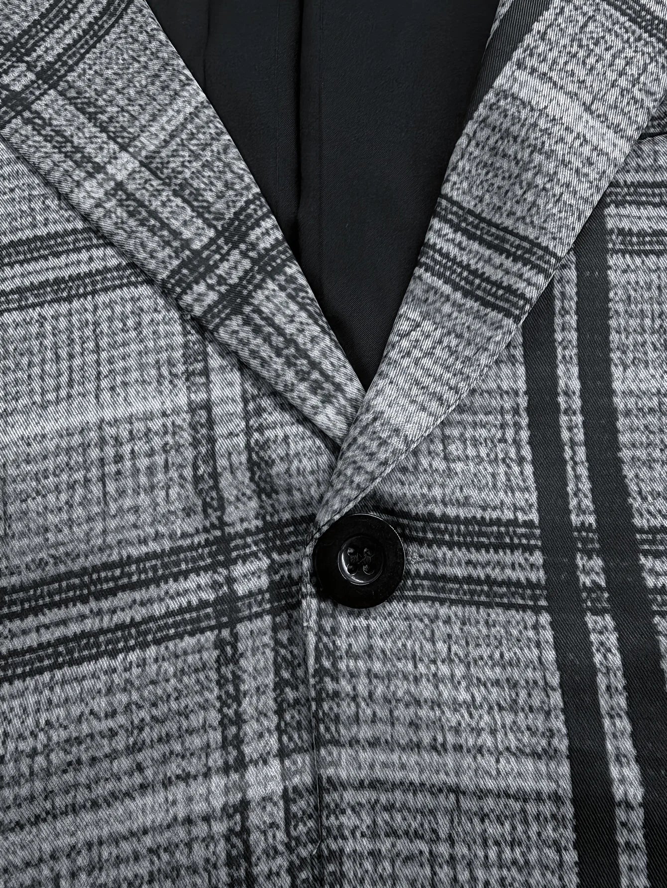 Classic grey plaid men's two-piece business casual suit by 1170uf-he, shown on a hanger with jacket and trousers.