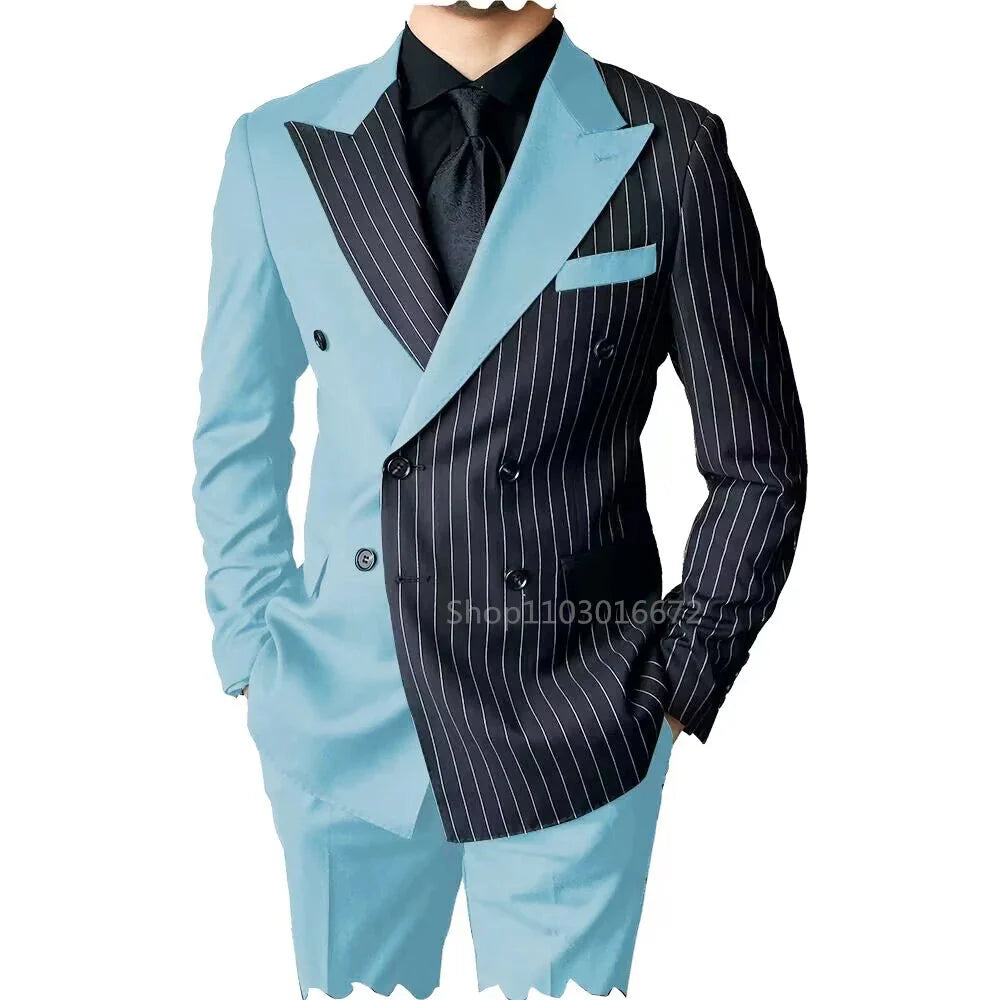 SHOWLU men's slim fit 2-piece wool blend tuxedo with double-breasted jacket, tailored for a stylish formal look.