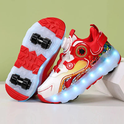 Showlu Kids Luminous LED Roller Skate Shoes – USB Charging Sneakers