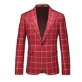 Men's SHOWLU FASHION STORE plaid slim fit business suit jacket, single-breasted blazer with classic design and tailored fit