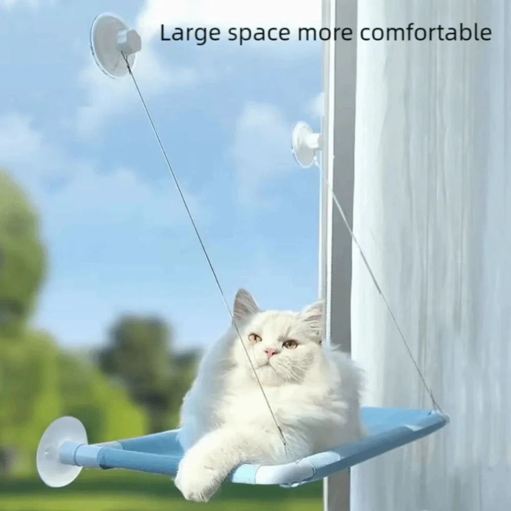 Showlu Fashion cat window perch with a sturdy, detachable hanging bed hammock for comfortable outdoor lounging.