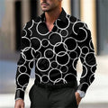 Men's spring and autumn long sleeve shirt by Showlu Fashion, patchwork print, single-breasted, button front, casual business blouse