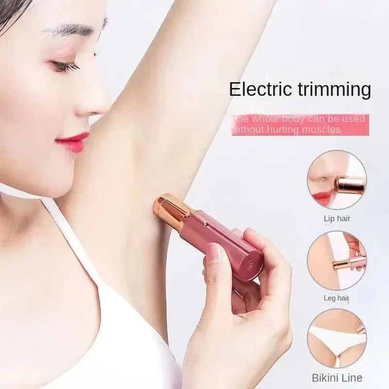 SHOWLU Portable Lipstick Epilator for painless facial hair removal, compact design, showing the device and its sleek appearance.