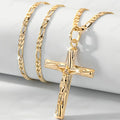 14K gold plated cross pendant necklace with hip-hop sacred jewelry style, featuring bold design and intricate detailing.