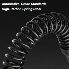 A black coiled spring arm exerciser made of high-carbon steel.