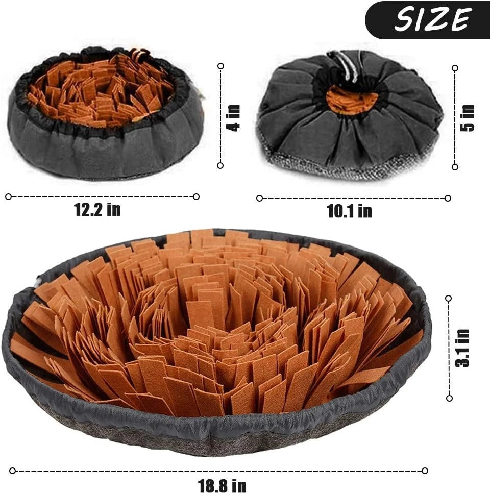 Pet snuffle mat for dogs and cats, interactive food feeder encouraging natural foraging, ideal for boredom relief and travel use.