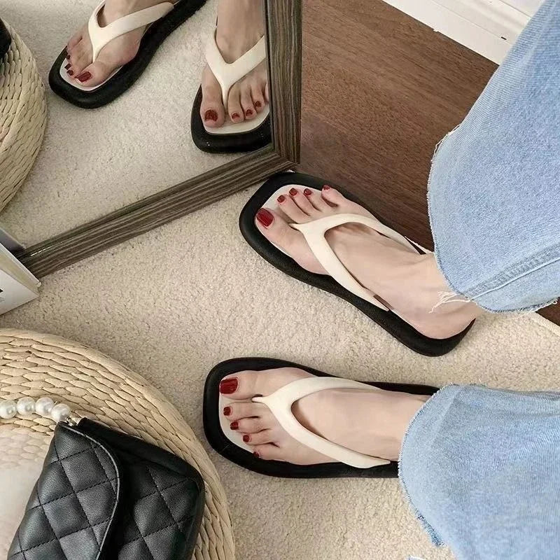 Shangkaka Women's Summer Flip Flops by SHOWLU FASHION STORE, flat PVC slides with fashionable open-toe design.