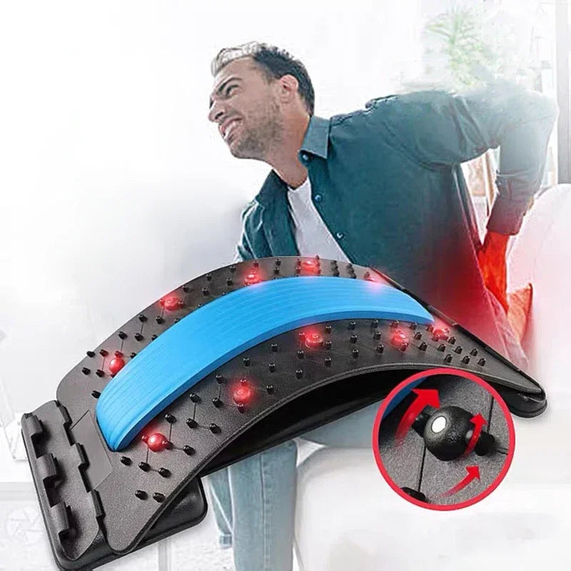 Multi-level DEDOMON back stretcher with magnets for lumbar support and magnetotherapy therapy for muscle relief.