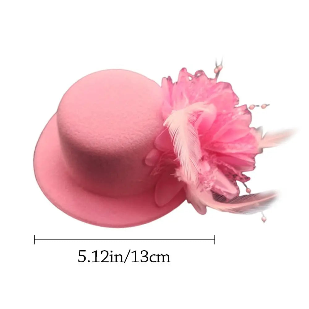 Fashion 13cm Kids Fascinators Hats Feathers Hair Accessories Flower Pillbox Hat Makeup Prom Teas Party Hairpins Party