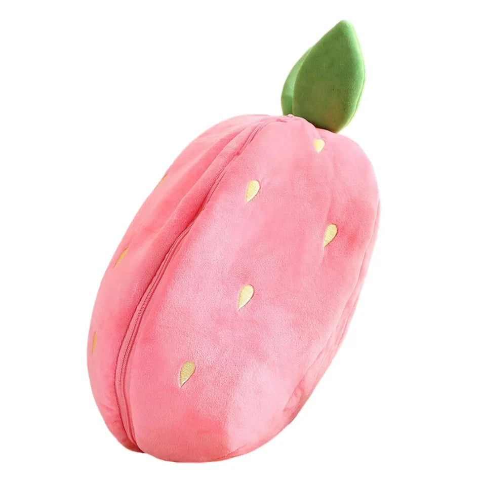 SHOWLU 18cm strawberry rabbit plush toy with zipper design, soft stuffed animal doll for children and collectors
