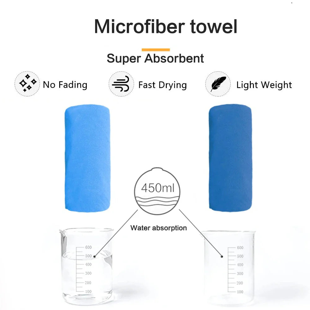 SHOWLU Quick-Drying Microfiber Sports Towel for gym, swimming, and beach activities, shown folded with a soft, lightweight texture.