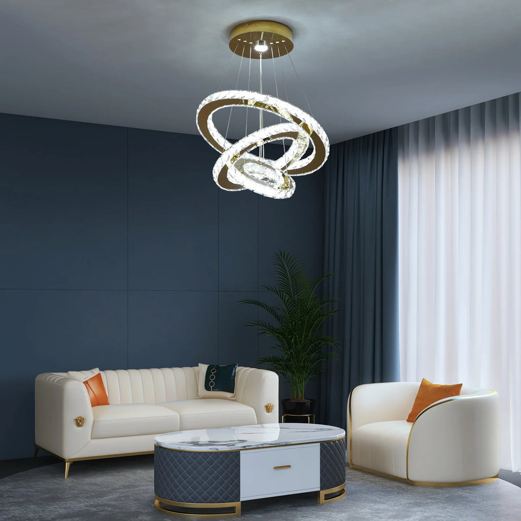 Modern LED flush mount crystal chandelier by Vetrulus, featuring luxury French design with sparkling crystals and sleek lighting.
