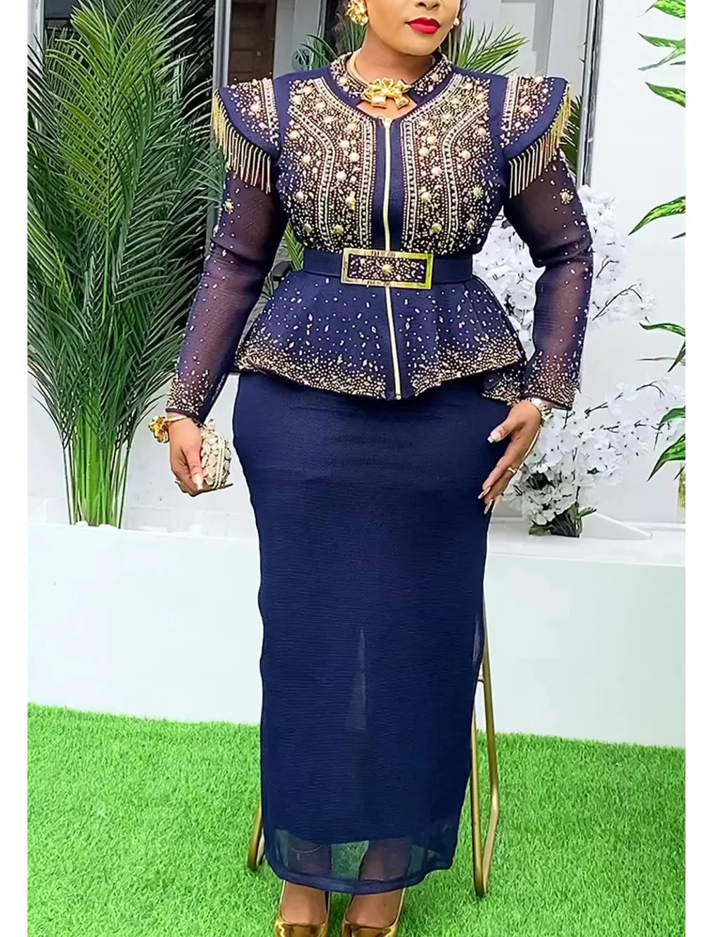 African Ankara 2-piece skirt set by SHOWLU FASHION STORE featuring vibrant dashiki print, perfect for parties and traditional events.