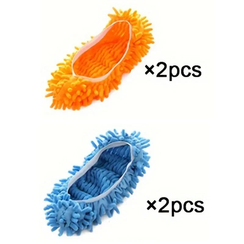 Showlu microfiber mop slippers with washable chenille fabric for effective floor cleaning and dust removal.