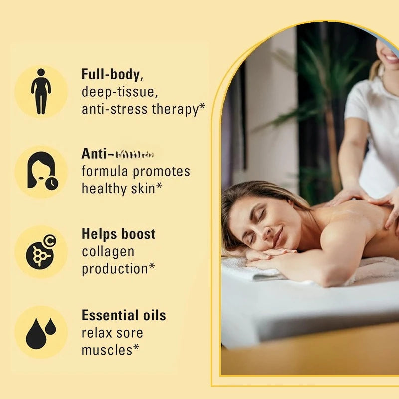 Showlu Collagen Skin Firming Body Massage Oil in 240ml bottle, natural soothing formula with a sleek design and pump dispenser