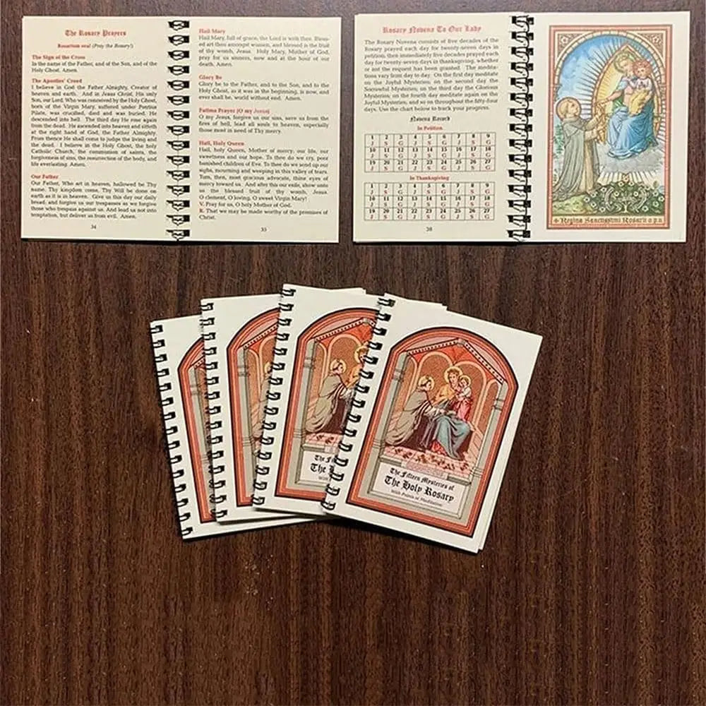 Showlu Fashion Rosary Meditation Book with 42 colorful prayer pages, compact booklet for prayer and meditation practice.