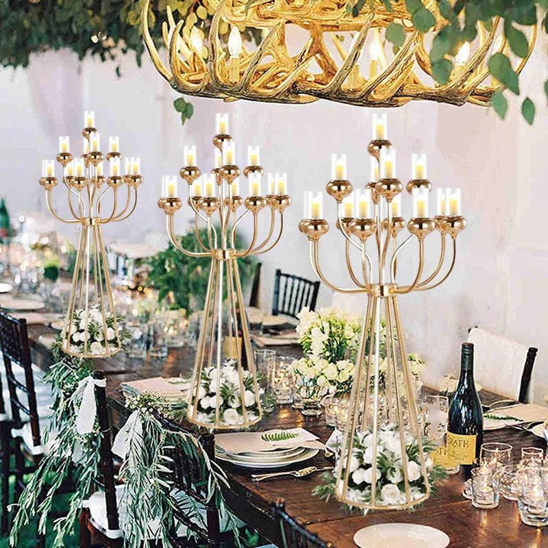 Metal Acrylic Candelabras 120 CM Height 13 Heads Candle Holders Luxury Wedding Table Centerpiece Candlesticks Home Decoration
