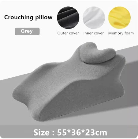 Showlu Memory Foam Prone Sleeping Pillow with ergonomic design, beige cushion for comfort and support during sleep