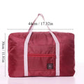 Red, navy, and green multifunctional folding travel bag with single shoulder strap, waterproof fabric, large capacity luggage storage.