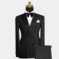 SHOWLU FASHION men's blue double-breasted slim fit suit set, two-piece business formal attire with tailored jacket and matching trousers