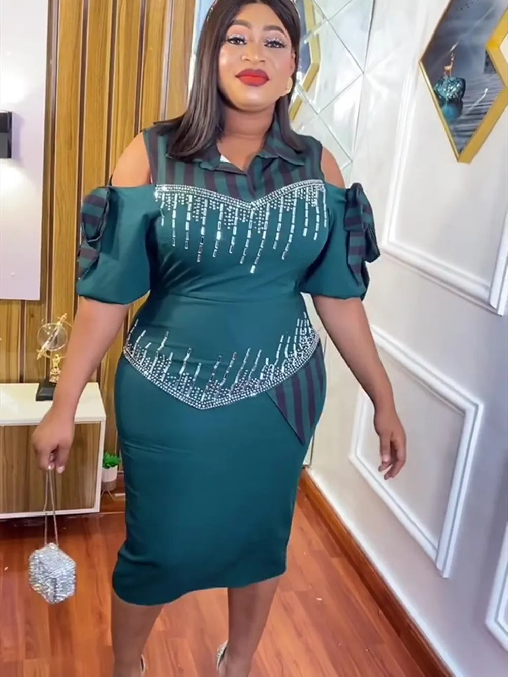 Plus size African Dashiki Ankara party dress by SHOWLU FASHION STORE, featuring vibrant patterns and stylish design.