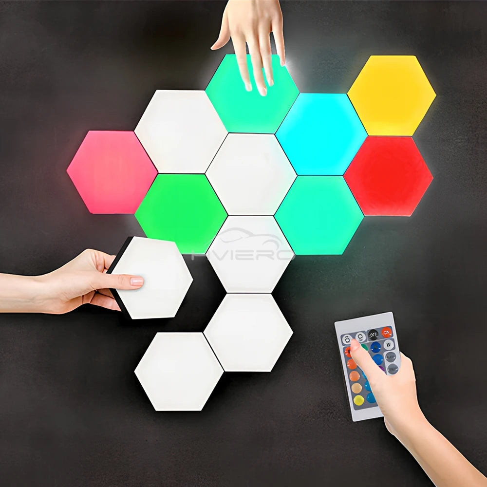 Showlu Smart General LED Touch Wall Tiles showing illuminated, sleek and modern design with touch controls on a smooth surface.