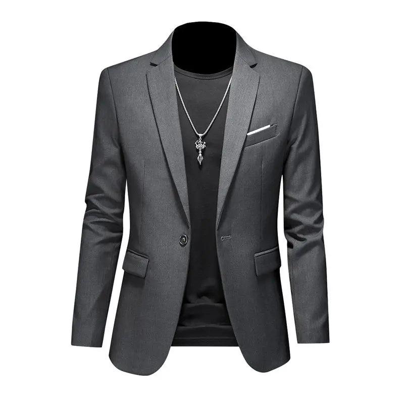 Slim fit men's business blazer by SHOWLU FASHION STORE, single-breasted suit jacket with classic lapels and tailored fit.